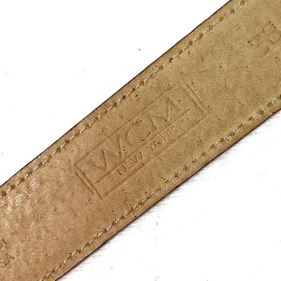 WCM Tan Leather Belt with Gold Details, S WCM New York Womens Leather Belt Medium Gold Toned Embossed  main image 4